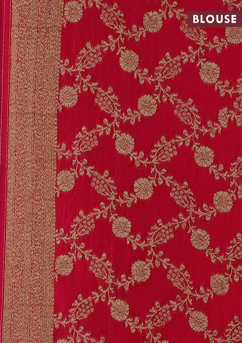 Banarasi Semi Crepe Saree Pink With Woven Buttas And Woven Border With Buttas And Brocade Design For Women - Indya