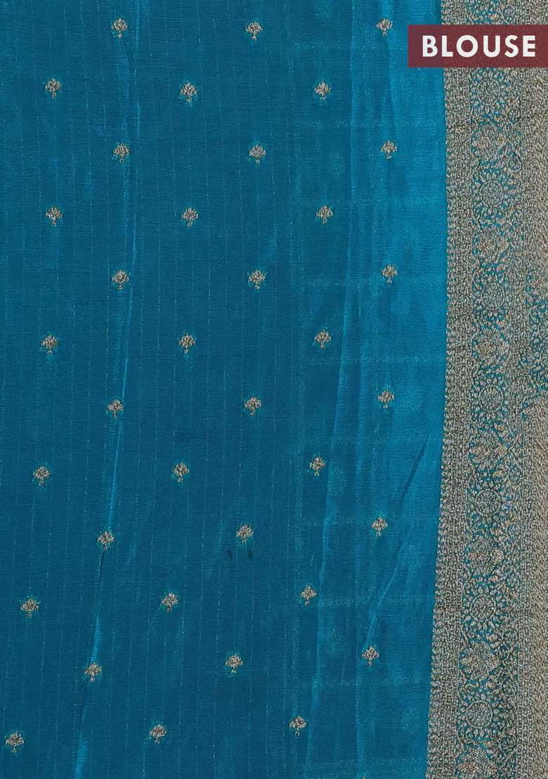 Banarasi Semi Crepe Saree Pink And Teal Blue With Allover Checks Buttas And Woven Border With Buttas And Brocade Design For Women - Indya