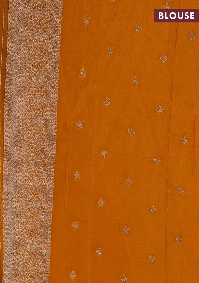 Banarasi Semi Crepe Saree Black And Mustard Yellow With Allover Checks Buttas And Woven Border With Buttas And Brocade Design For Women - Indya