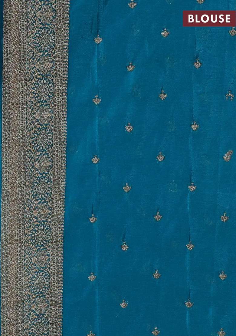 Banarasi Semi Crepe Saree Purple And Teal Blue With Allover Checks Buttas And Woven Border With Buttas And Brocade Design For Women - Indya