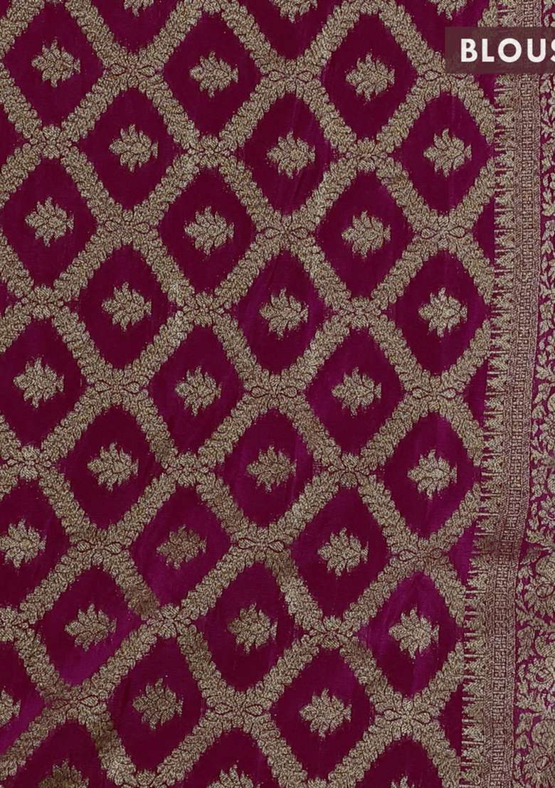 Banarasi Semi Crepe Saree Pink With Woven Buttas And Woven Border With Buttas And Brocade Design For Women - Indya