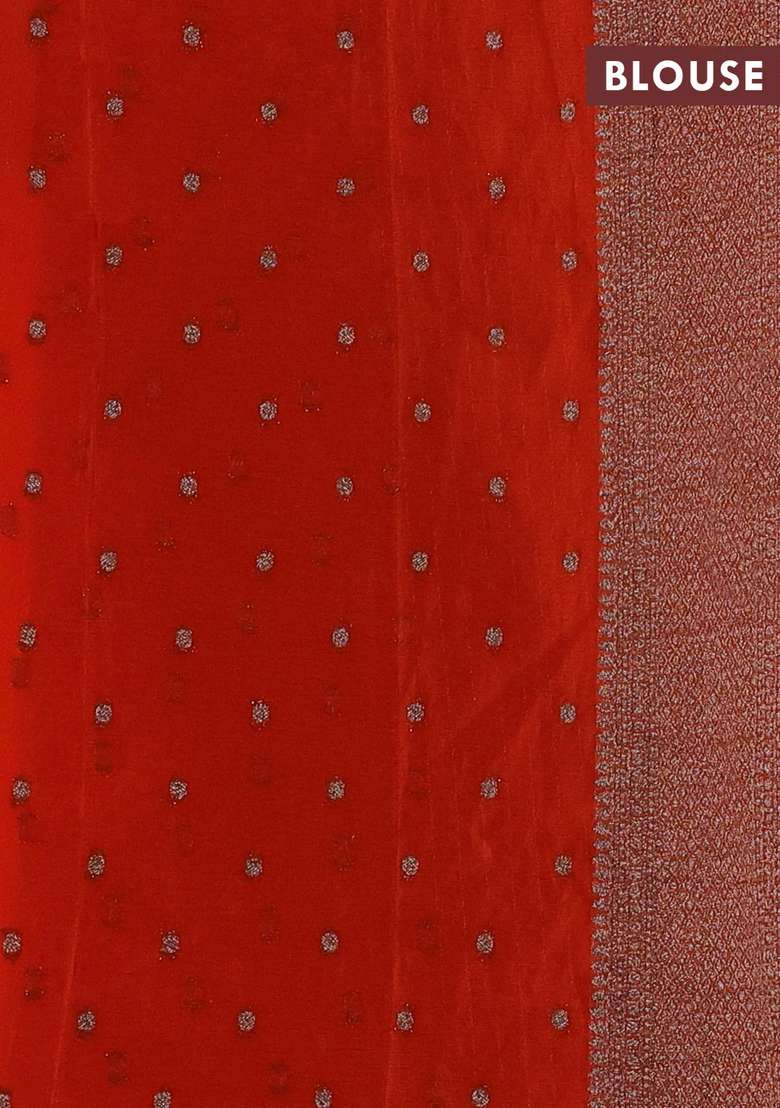 Banarasi Semi Crepe Saree Orange With Woven Buttas And Woven Border With Buttas And Brocade Design For Women - Indya