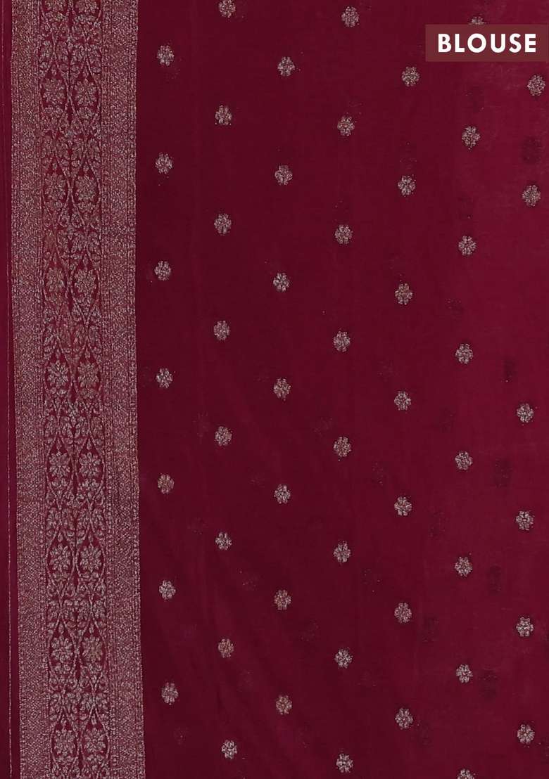 Banarasi Semi Crepe Saree Wine Shade With Allover Thread Zari Weaves And Woven Border With Traditional Woven Design For Women - Indya