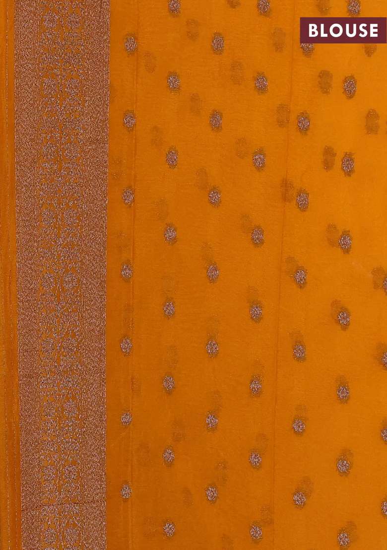 Banarasi Semi Crepe Saree Mustard Yellow With Allover Thread Zari Weaves And Woven Border With Traditional Woven Design For Women - Indya