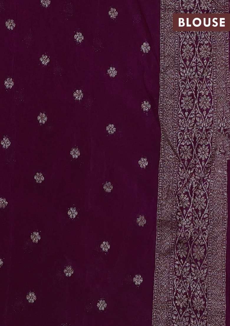 Banarasi Semi Crepe Saree Purple With Allover Thread Zari Weaves And Woven Border With Traditional Woven Design For Women - Indya