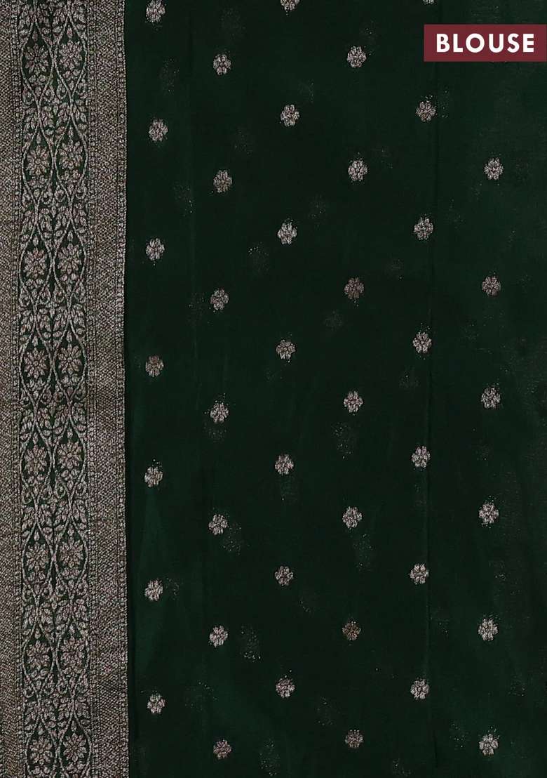 Banarasi Semi Crepe Saree Green With Allover Thread Zari Weaves And Woven Border With Traditional Woven Design For Women - Indya