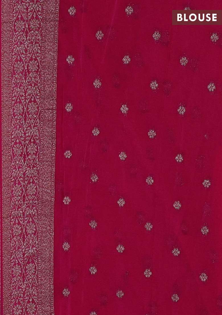 Banarasi Semi Crepe Saree Pink With Allover Thread Zari Weaves And Woven Border With Traditional Woven Design For Women - Indya
