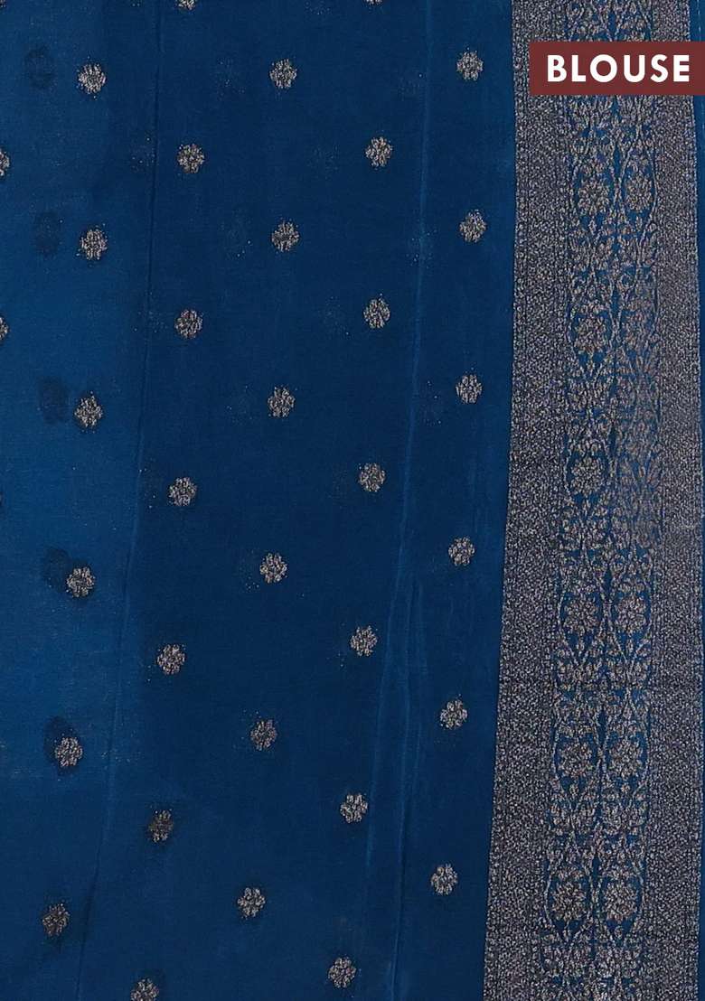 Banarasi Semi Crepe Saree Cs Blue With Allover Thread Zari Weaves And Woven Border With Traditional Woven Design For Women - Indya