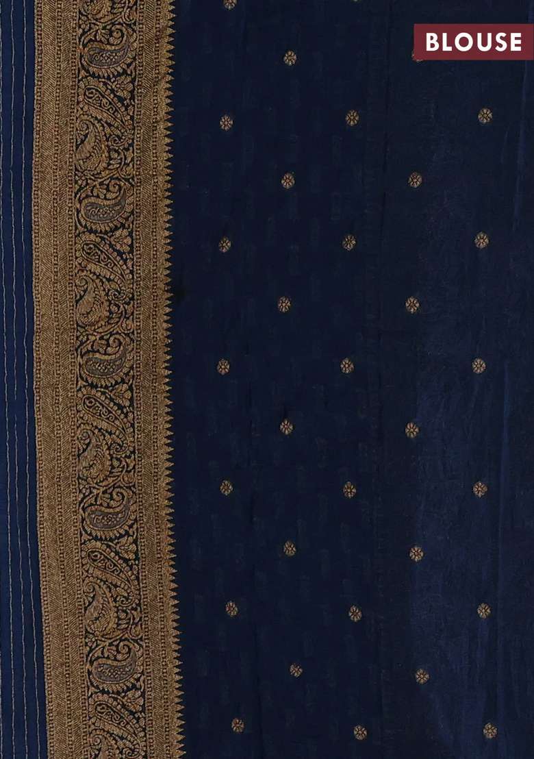 Banarasi Semi Crepe Saree Cs Blue With Allover Woven Buttas And Woven Border With Buttas And Brocade Design For Women - Indya