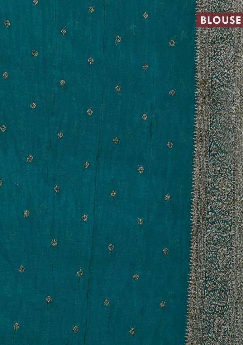 Banarasi Semi Crepe Saree Teal Green With Allover Woven Buttas And Woven Border With Buttas And Brocade Design For Women - Indya
