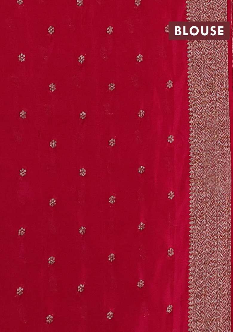 Banarasi Semi Crepe Saree Pink With Woven Buttas And Woven Border With Buttas And Brocade Design For Women - Indya