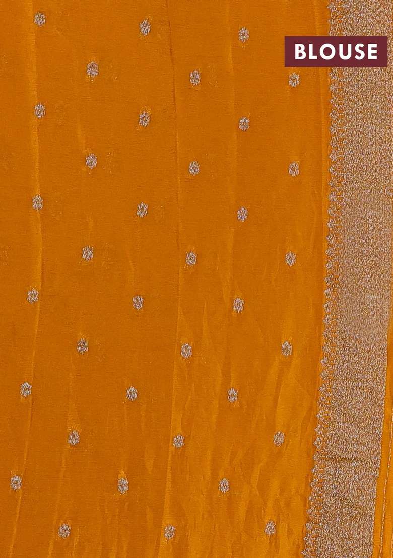 Banarasi Semi Crepe Saree Mango Yellow With Woven Buttas And Woven Border With Buttas And Brocade Design For Women - Indya