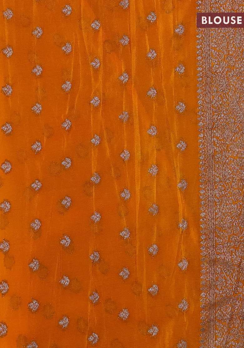 Banarasi Semi Crepe Saree Mango Yellow With Woven Buttas And Woven Border With Buttas And Brocade Design For Women - Indya