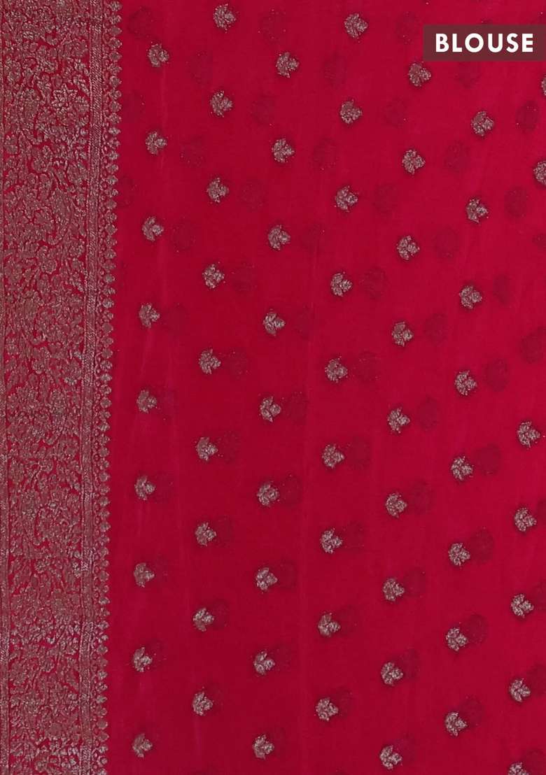 Banarasi Semi Crepe Saree Pink With Woven Buttas And Woven Border With Buttas And Brocade Design For Women - Indya
