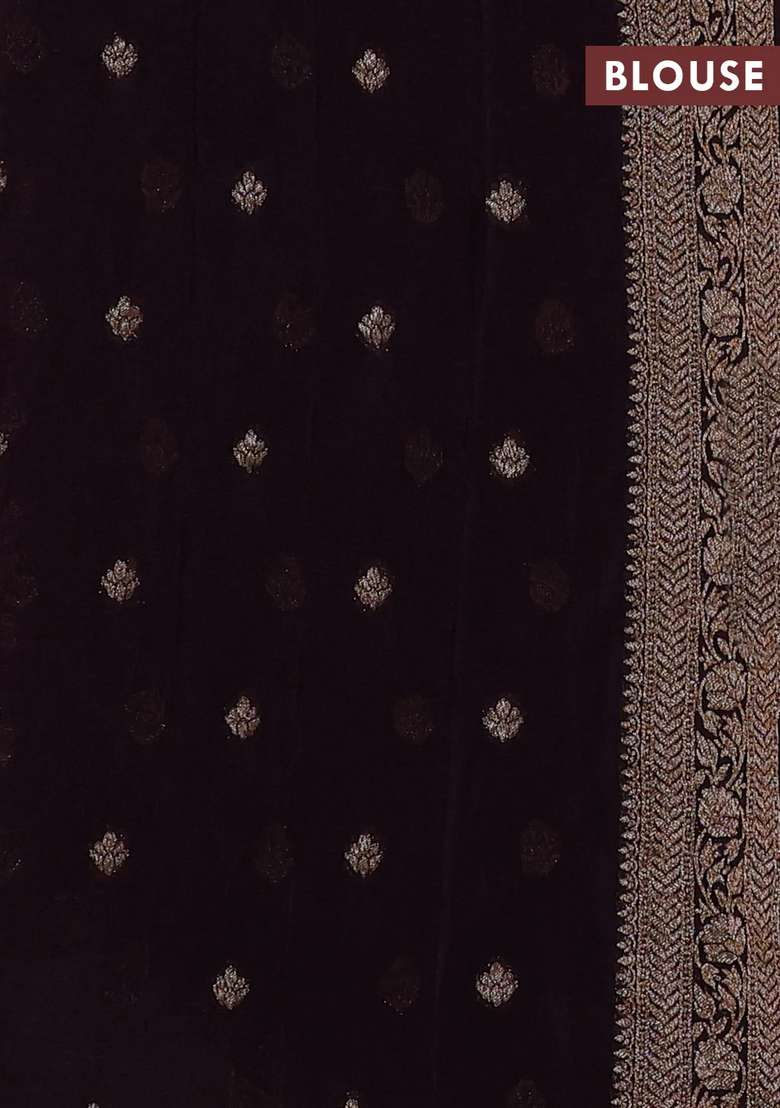 Banarasi Semi Crepe Saree Deep Wine With Allover Woven Buttas And Woven Border With Buttas And Brocade Design For Women - Indya