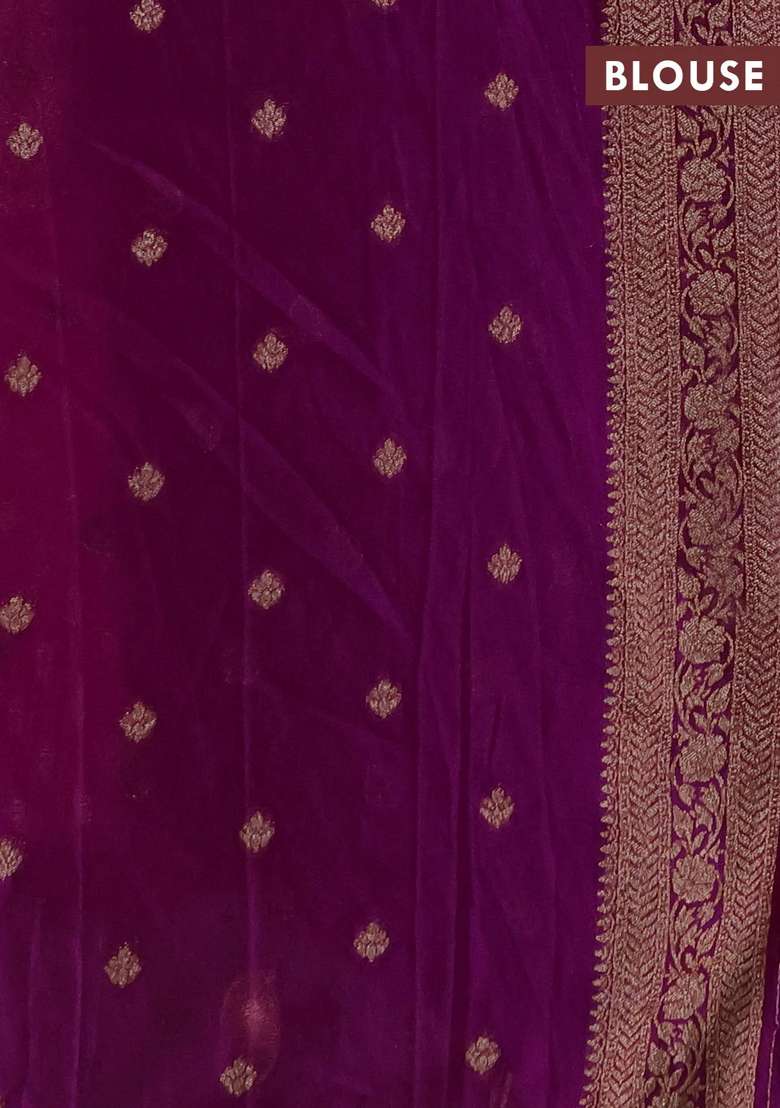 Banarasi Semi Crepe Saree Purple With Allover Woven Buttas And Woven Border With Buttas And Brocade Design For Women - Indya