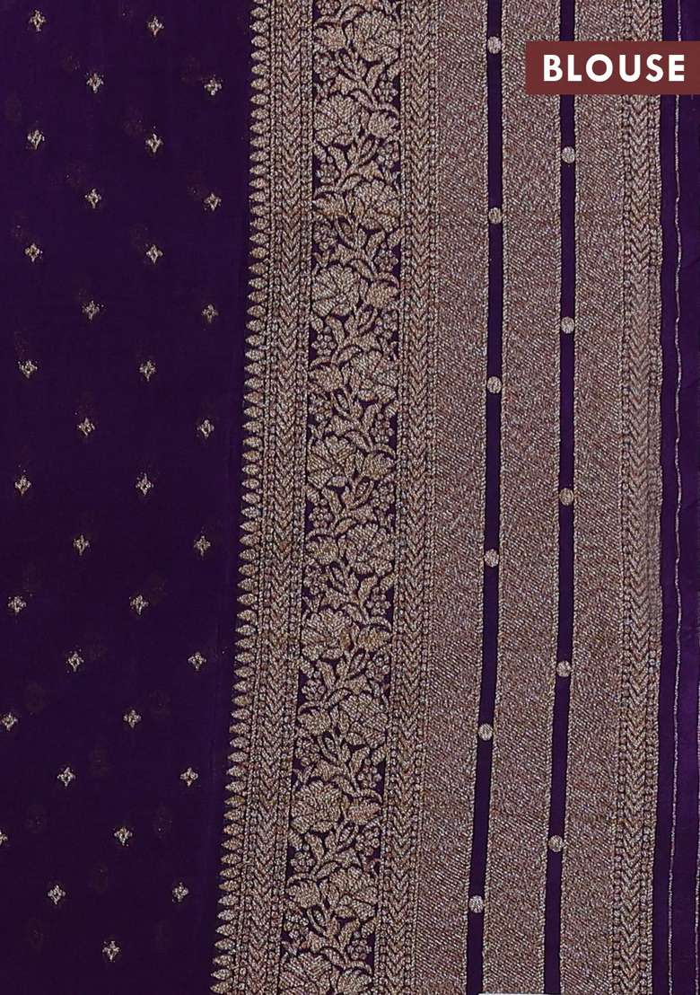 Banarasi Semi Crepe Saree Pastel Blue And Violet With Allover Thread Zari Weaves And Woven Border With Traditional Woven Design For Women - Indya