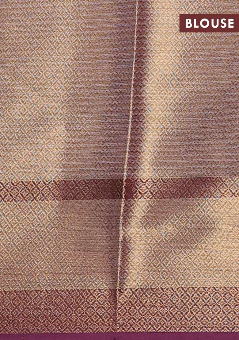 Banarasi Semi Dupion Art Silk Saree Grey And Wine Shade With Zari Woven Buttas And Zari Woven Border With Buttas And Brocade Design For Women - Indya