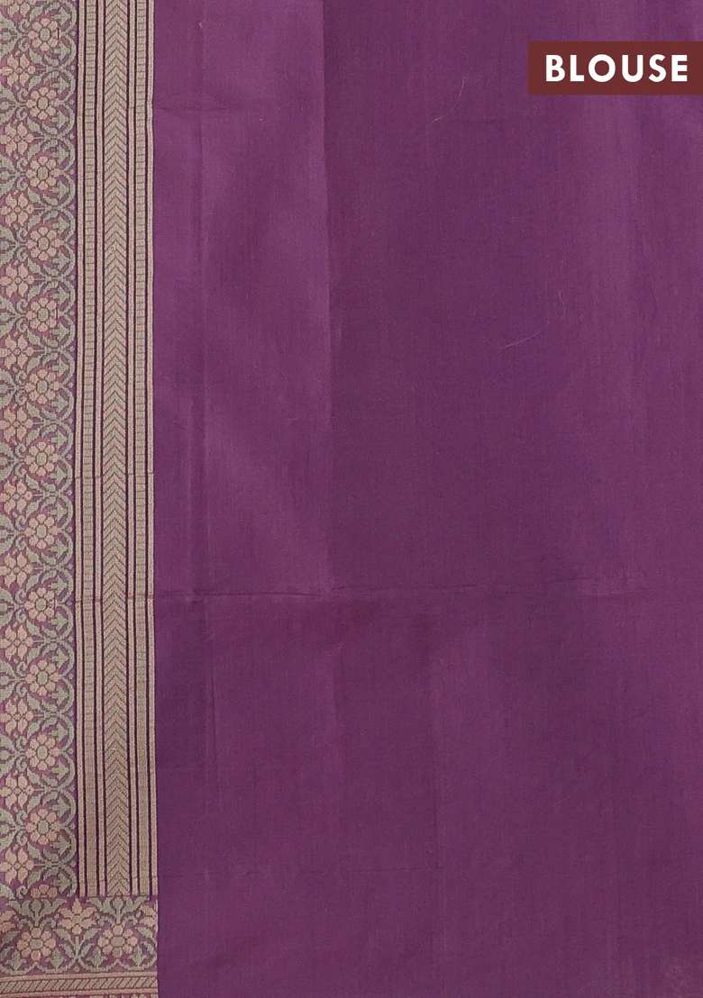 Banarasi Cotton Saree Purple Shade With Allover Thread Weaves And Woven Border With Traditional Woven Design For Women - Indya