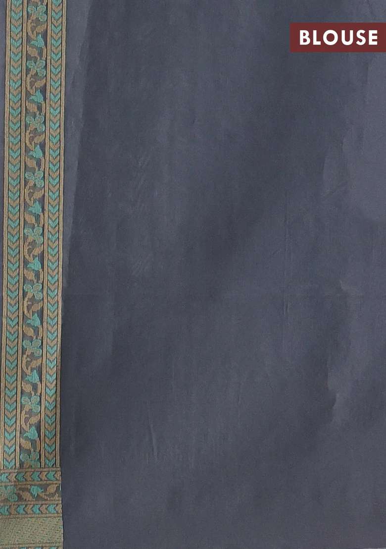 Banarasi Cotton Saree Grey With Allover Thread Weaves And Woven Border With Traditional Woven Design For Women - Indya
