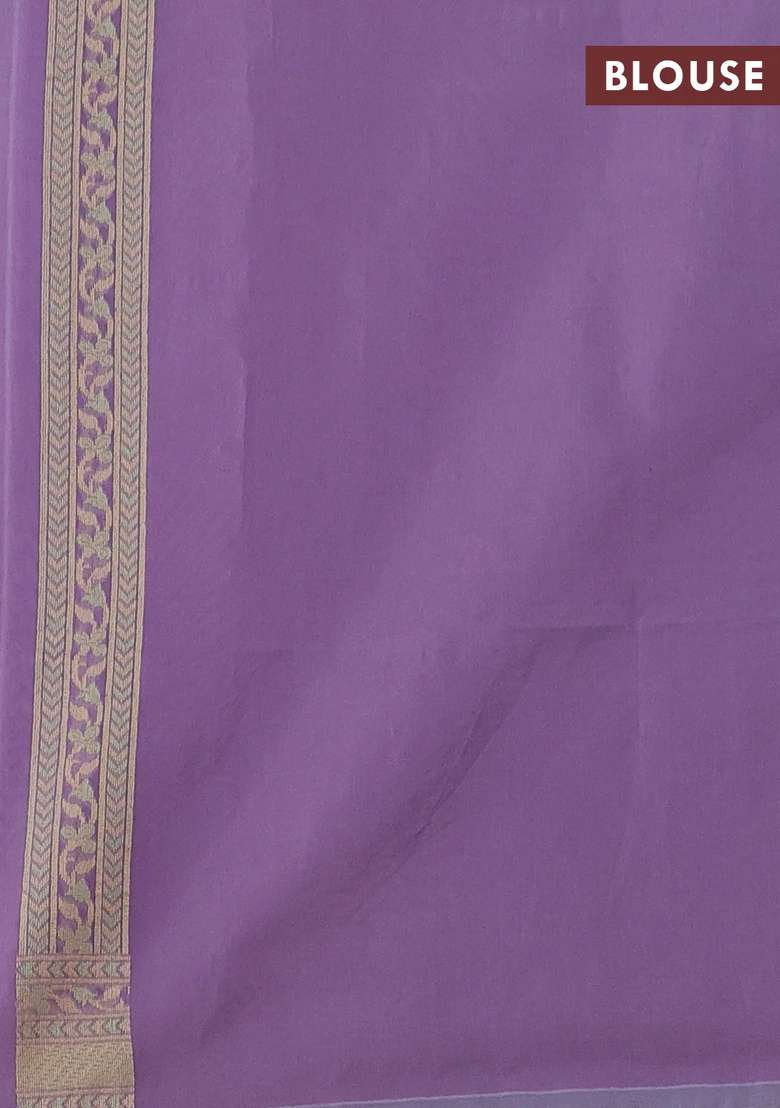 Banarasi Cotton Saree Lavender With Allover Thread Weaves And Woven Border With Traditional Woven Design For Women - Indya