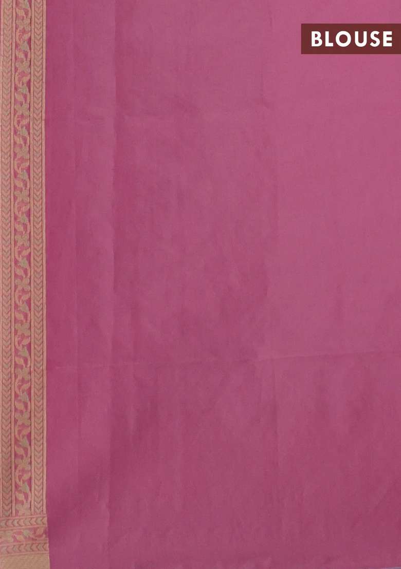 Banarasi Cotton Saree Peach Pink With Allover Thread Weaves And Woven Border With Traditional Woven Design For Women - Indya