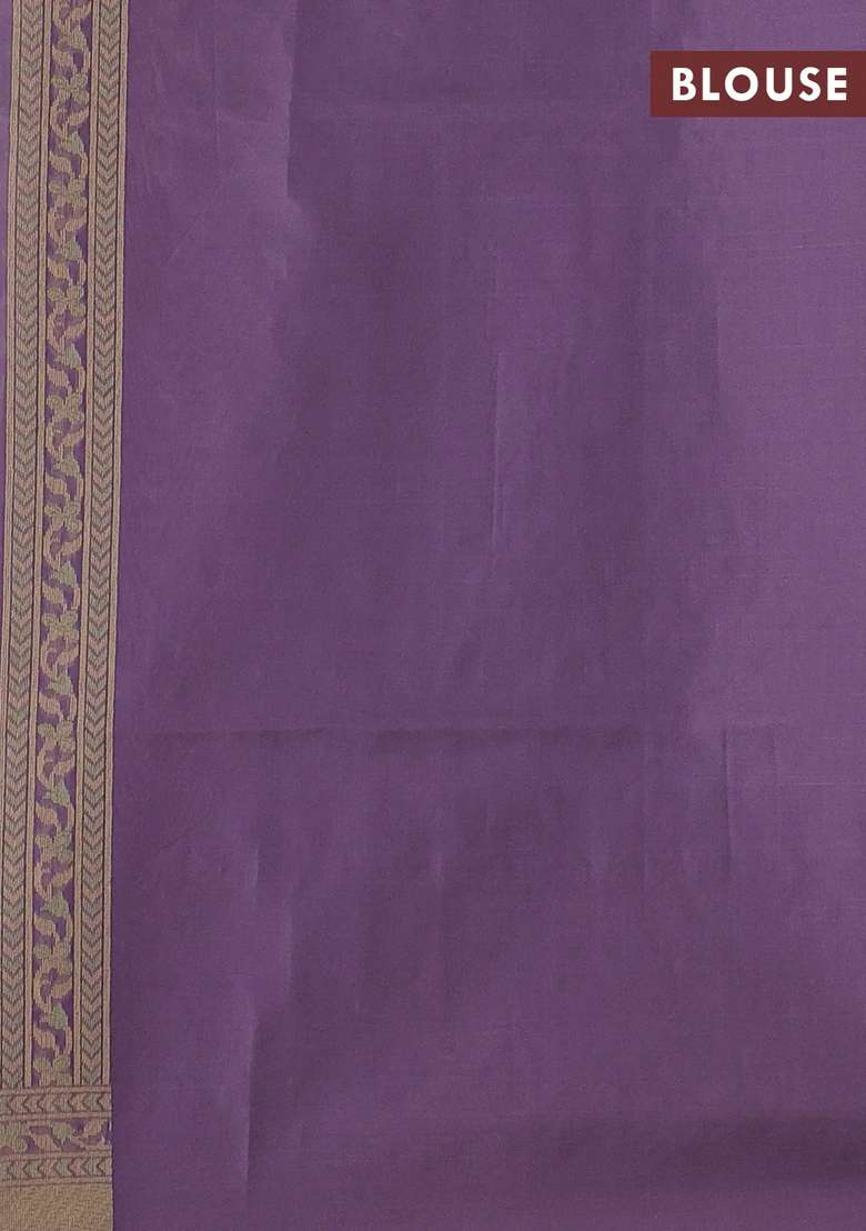 Banarasi Cotton Saree Lavender With Allover Thread Weaves And Woven Border With Traditional Woven Design For Women - Indya