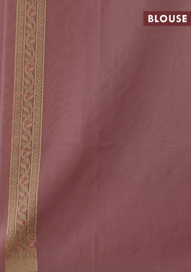 Banarasi Cotton Saree Pastel Pink With Allover Thread Weaves And Woven Border With Traditional Woven Design For Women - Indya