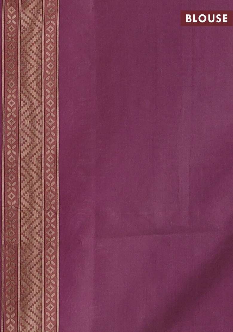 Banarasi Cotton Saree Purple With Allover Thread Weaves And Woven Border With Traditional Woven Design For Women - Indya