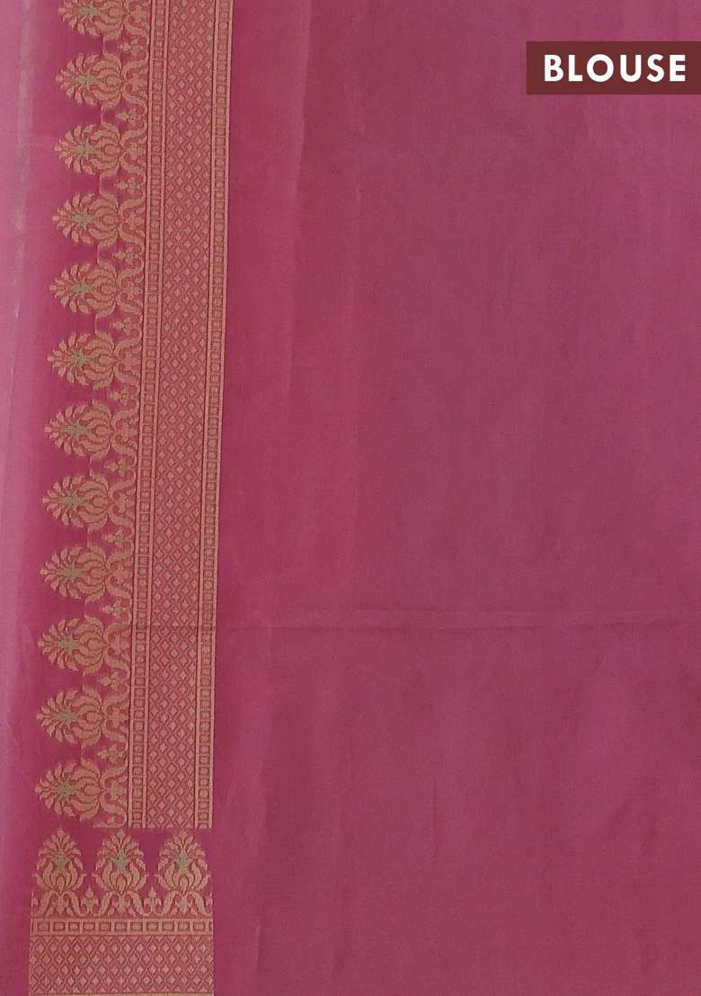 Banarasi Cotton Saree Pink Shade With Thread Woven Butta Weaves And Woven Border With Buttas And Brocade Design For Women - Indya