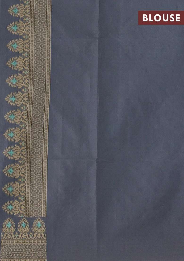 Banarasi Cotton Saree Grey With Thread Woven Butta Weaves And Woven Border With Buttas And Brocade Design For Women - Indya