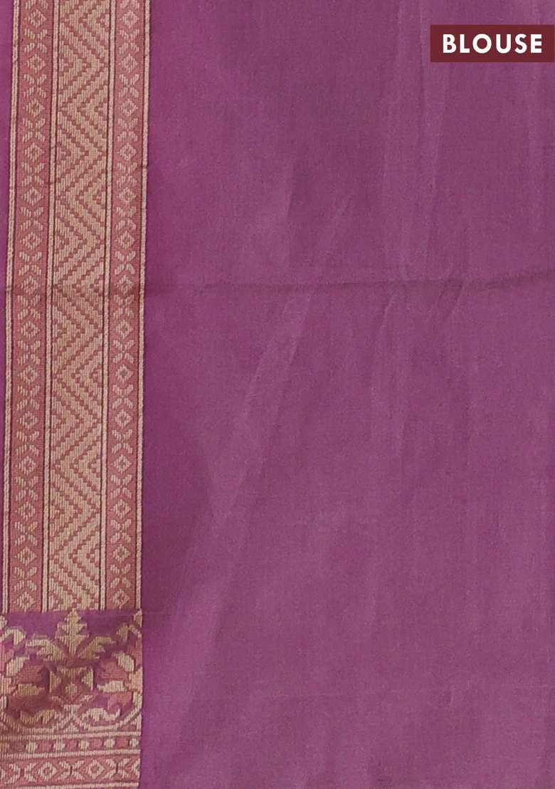 Banarasi Cotton Saree Purple Shade With Allover Thread Weaves And Woven Border With Traditional Woven Design For Women - Indya
