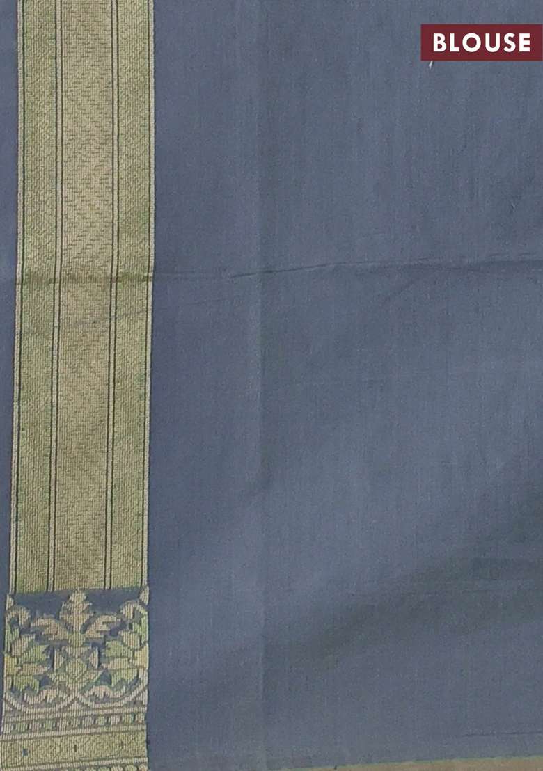 Banarasi Cotton Saree Dual Shade Of Grey With Allover Thread Weaves And Woven Border With Traditional Woven Design For Women - Indya