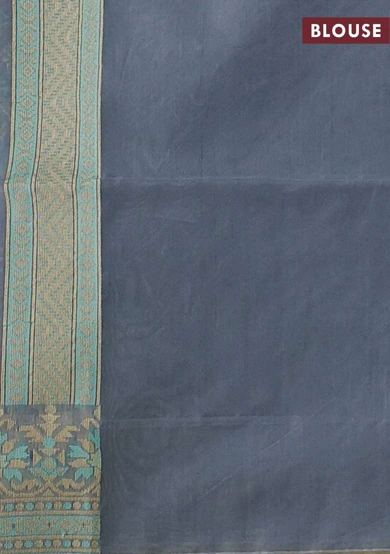 Banarasi Cotton Saree Grey With Allover Thread Weaves And Woven Border With Traditional Woven Design For Women - Indya