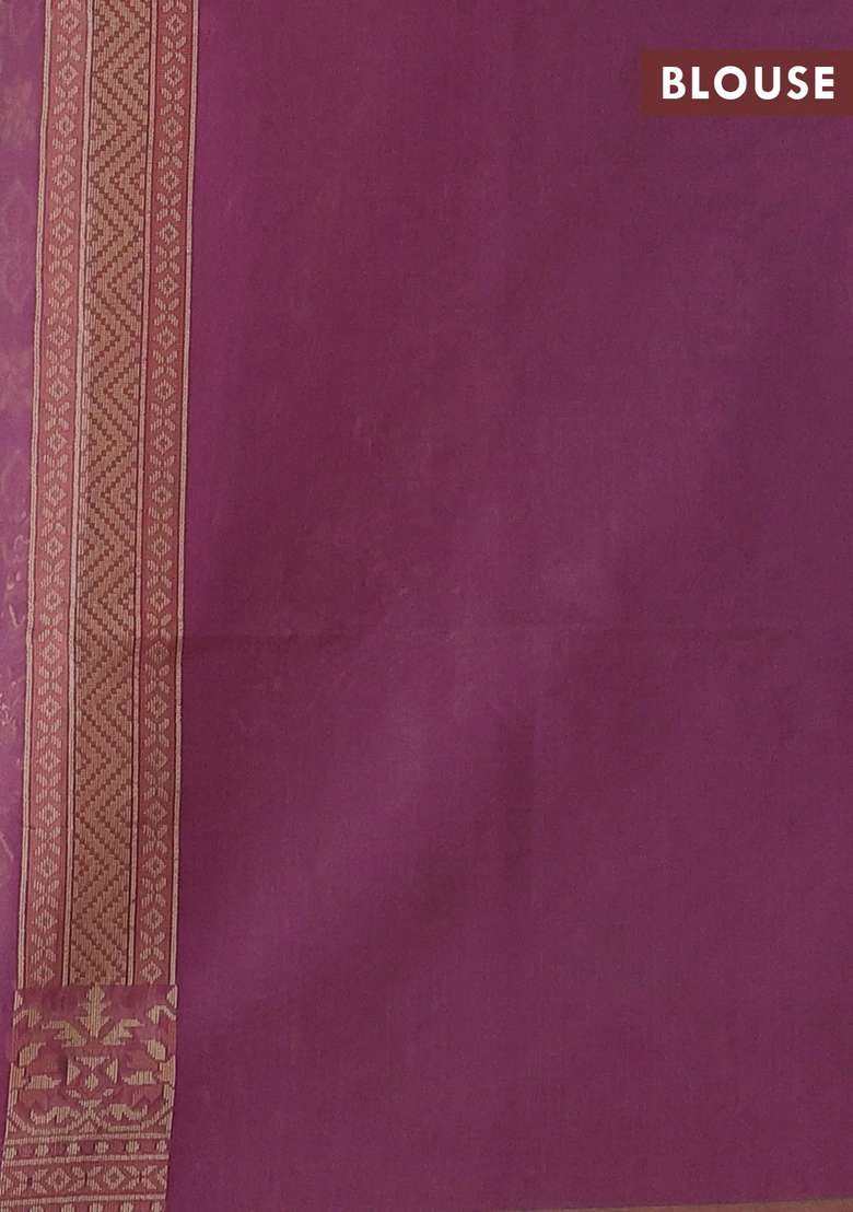 Banarasi Cotton Saree Mauve Pink With Allover Thread Weaves And Woven Border With Traditional Woven Design For Women - Indya