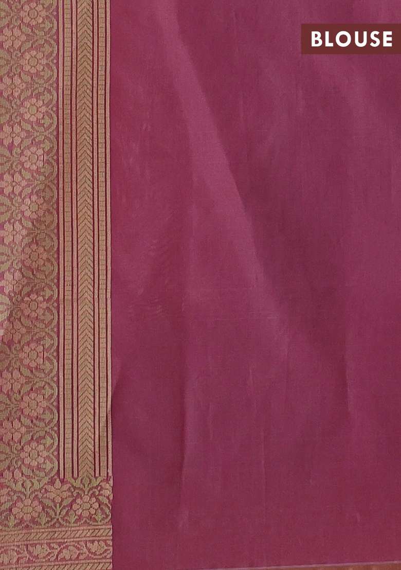 Banarasi Cotton Saree Mauve Pink With Thread Woven Buttas And Woven Border With Buttas And Brocade Design For Women - Indya