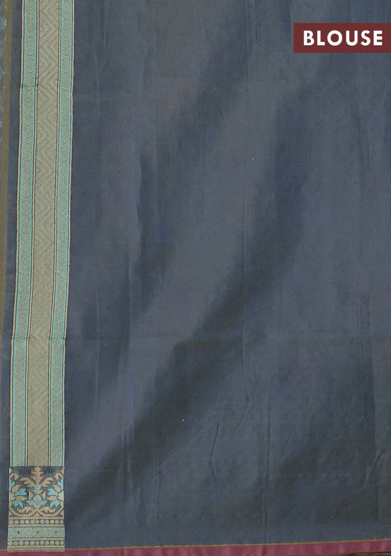 Banarasi Cotton Saree Dark Grey With Allover Thread Weaves And Woven Border With Traditional Woven Design For Women - Indya