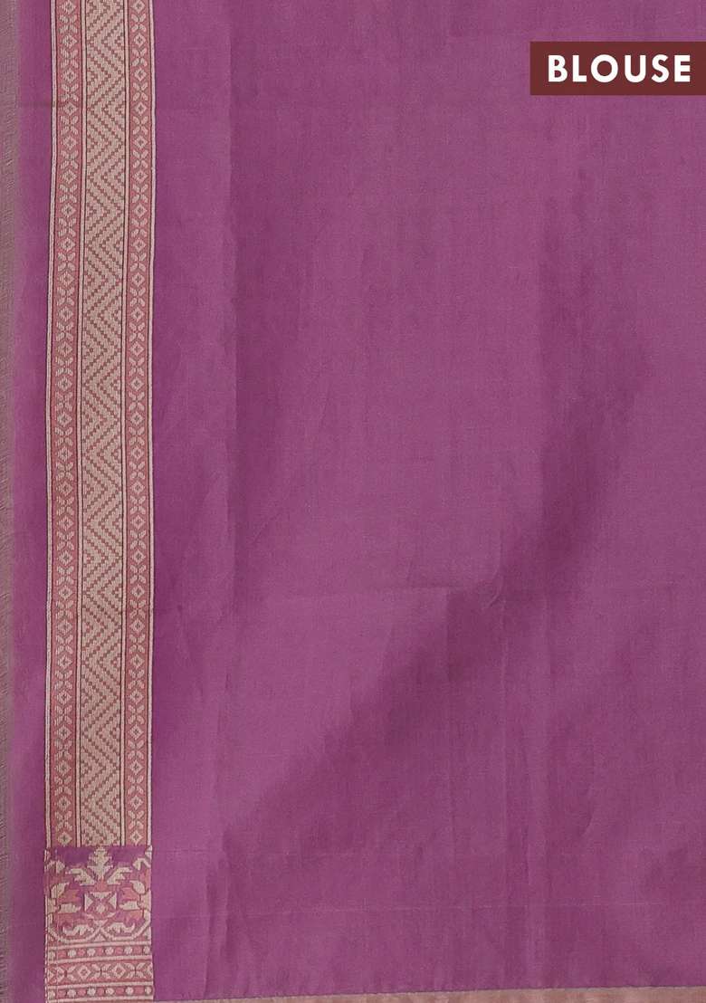 Banarasi Cotton Saree Purple With Allover Thread Weaves And Woven Border With Traditional Woven Design For Women - Indya