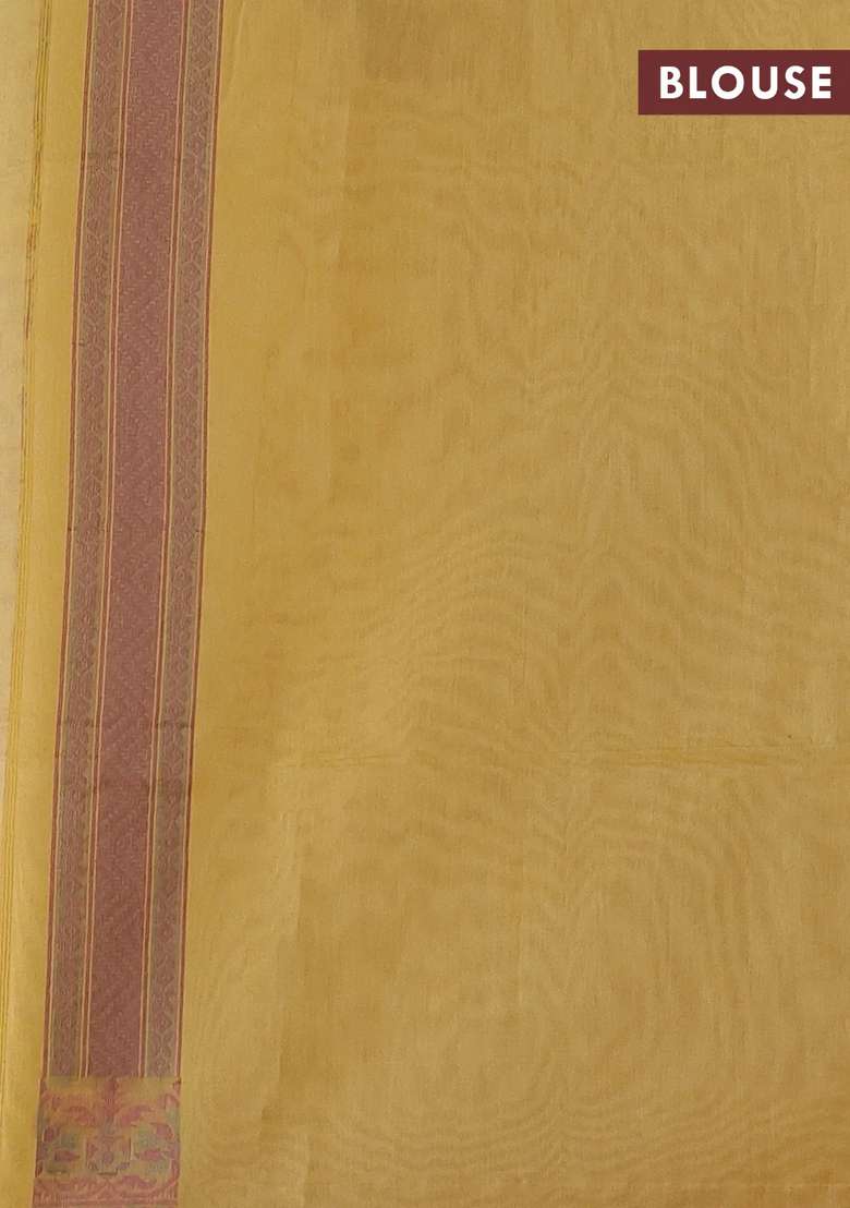 Banarasi Cotton Saree Yellow With Allover Thread Weaves And Woven Border With Traditional Woven Design For Women - Indya