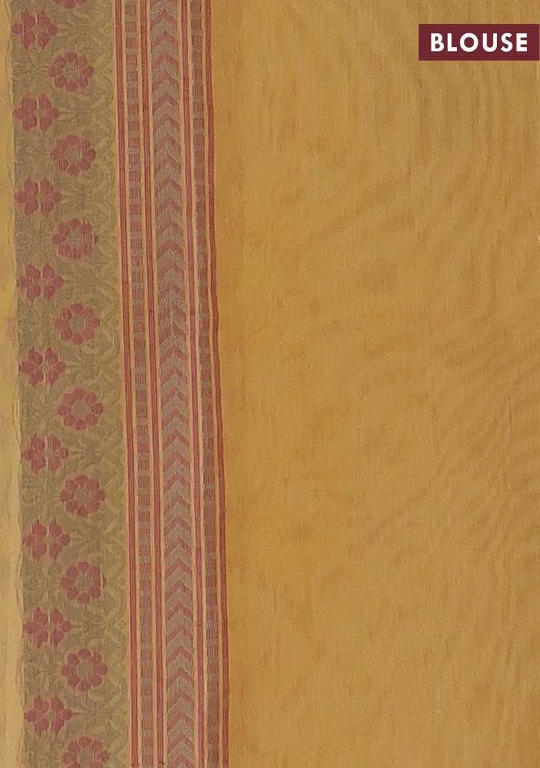 Banarasi Cotton Saree Yellow With Allover Thread Weaves And Woven Border With Traditional Woven Design For Women - Indya