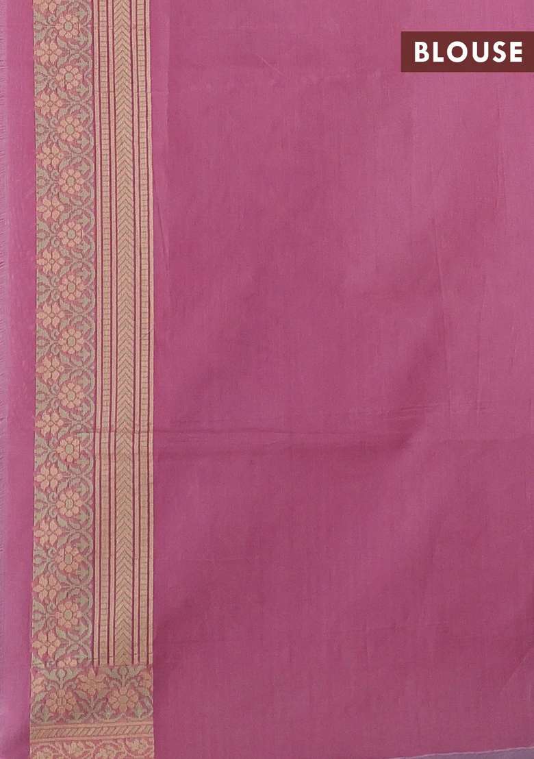 Banarasi Cotton Saree Mauve Pink With Allover Thread Weaves And Woven Border With Traditional Woven Design For Women - Indya