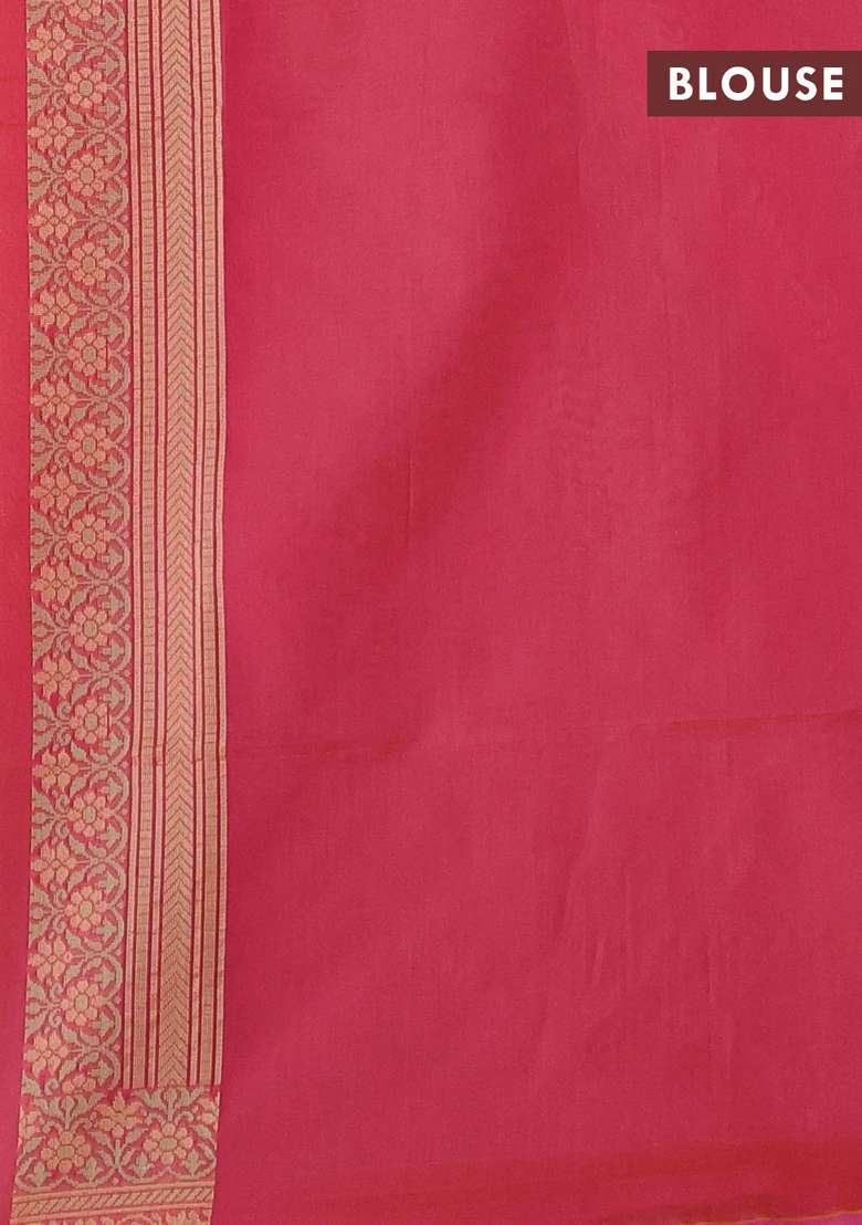 Banarasi Cotton Saree Dual Shade Of Pinkish Orange With Allover Thread Weaves And Woven Border With Traditional Woven Design For Women - Indya