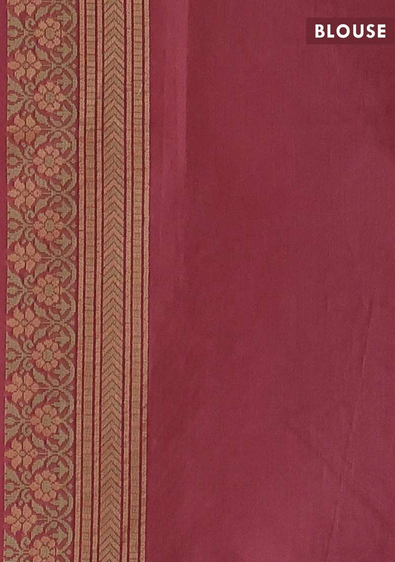 Banarasi Cotton Saree Maroon Shade With Allover Thread Weaves And Woven Border With Traditional Woven Design For Women - Indya