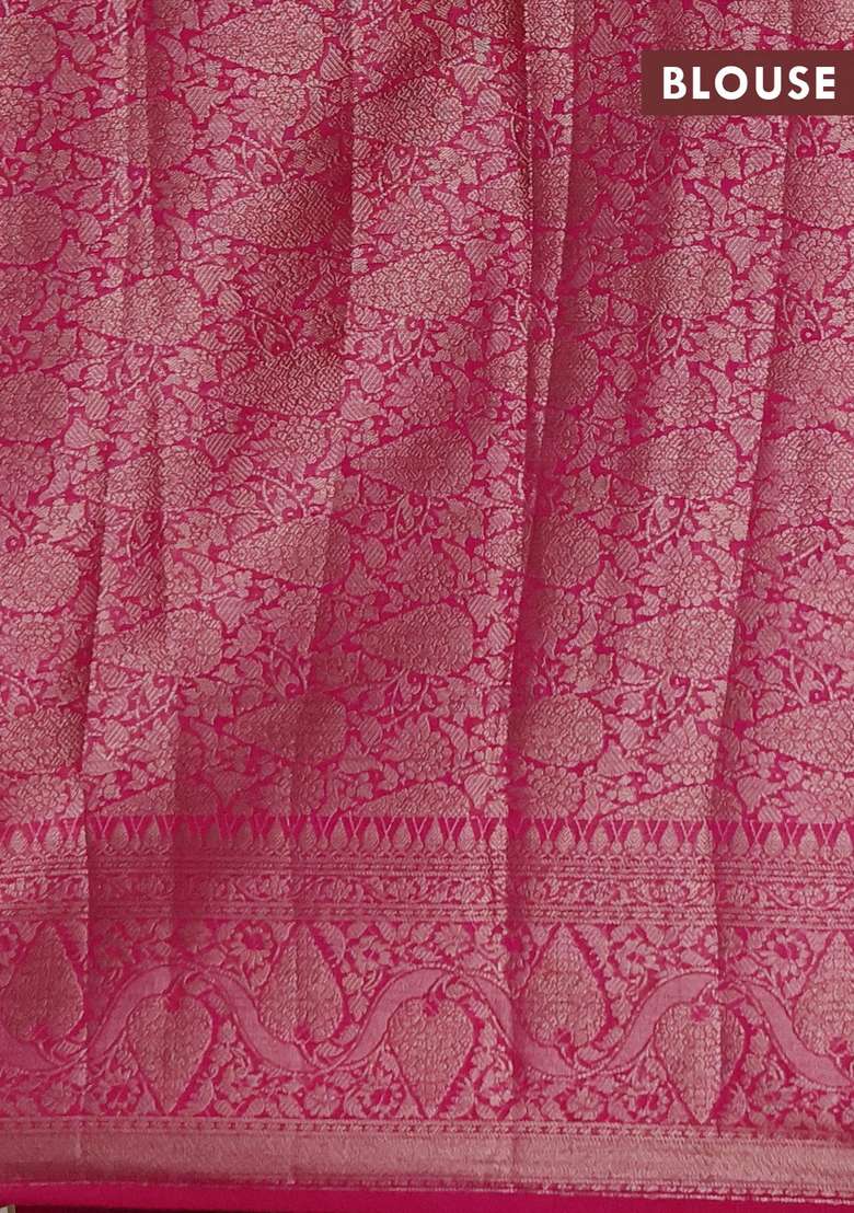 Semi Chiniya Silk Saree Coffee Brown And Pink With Allover Thread Zari Weaves And Woven Border With Traditional Woven Design For Women - Indya
