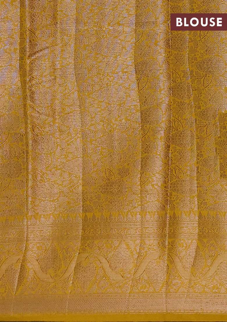 Semi Chiniya Silk Saree Coffee Brown And Mustard Yellow With Allover Thread Zari Weaves And Woven Border With Traditional Woven Design For Women - Indya