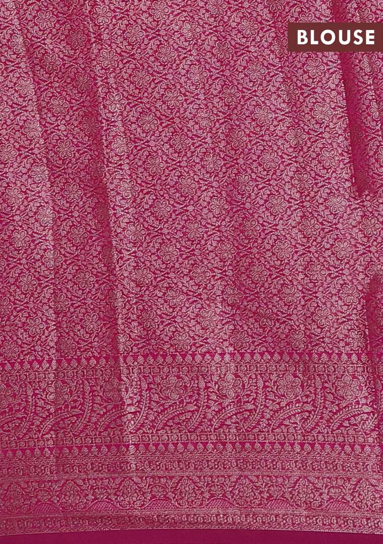 Semi Chiniya Silk Saree Coffee Brown And Magenta Pink With Allover Thread Zari Weaves And Woven Border With Traditional Woven Design For Women - Indya