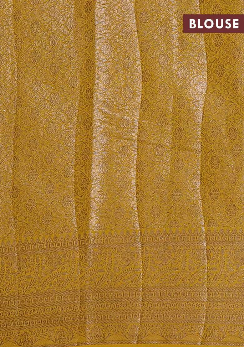 Semi Chiniya Silk Saree Coffee Brown And Dark Mustard With Allover Thread Zari Weaves And Woven Border With Traditional Woven Design For Women - Indya