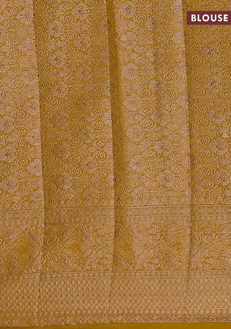 Semi Chiniya Silk Saree Coffee Brown And Dark Mustard With Allover Thread Zari Weaves And Woven Border With Traditional Woven Design For Women - Indya
