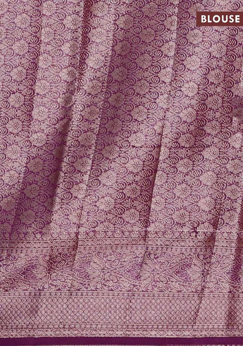 Semi Chiniya Silk Saree Mustard Yellow And Purple With Allover Thread Zari Weaves And Woven Border With Traditional Woven Design For Women - Indya
