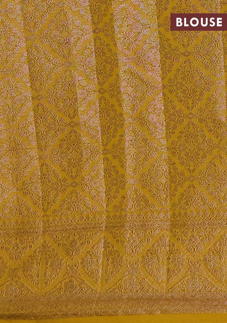 Semi Chiniya Silk Saree Coffee Brown And Dark Mustard With Allover Thread Zari Weaves And Woven Border With Traditional Woven Design For Women - Indya